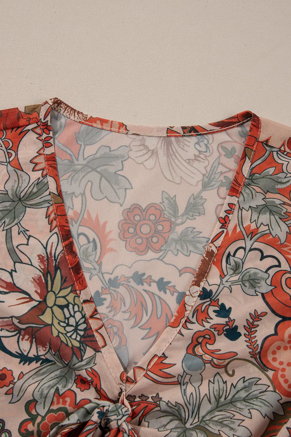Orange Floral Bell Sleeve Blouse
