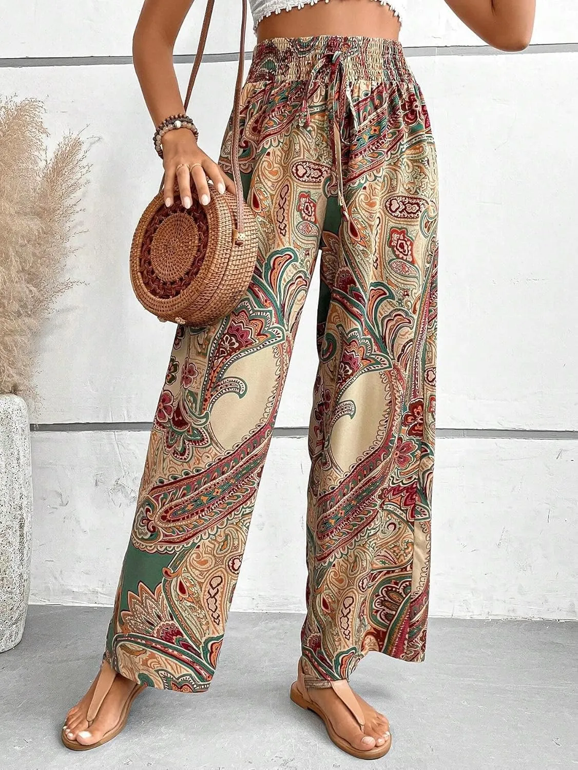 Palazzo Pants for Women 2024 High Waisted Boho Casual Loose Summer Wide Leg Pants