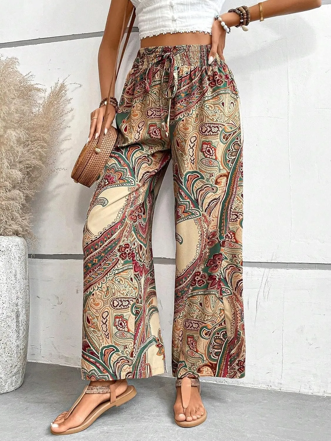 Palazzo Pants for Women 2024 High Waisted Boho Casual Loose Summer Wide Leg Pants