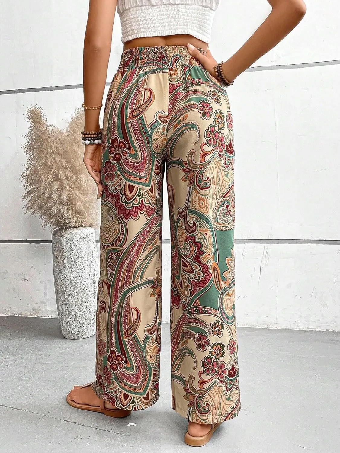 Palazzo Pants for Women 2024 High Waisted Boho Casual Loose Summer Wide Leg Pants