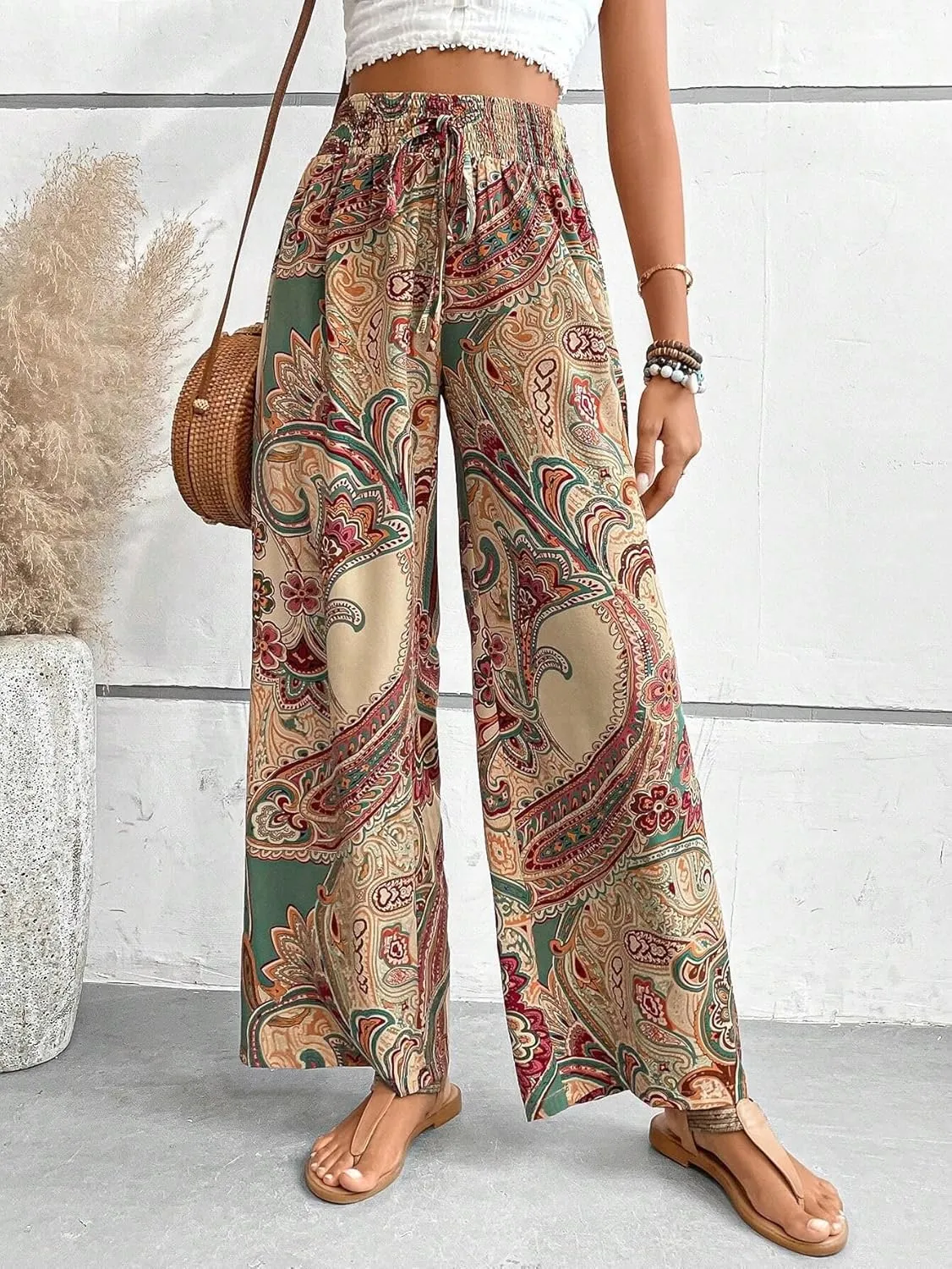 Palazzo Pants for Women 2024 High Waisted Boho Casual Loose Summer Wide Leg Pants