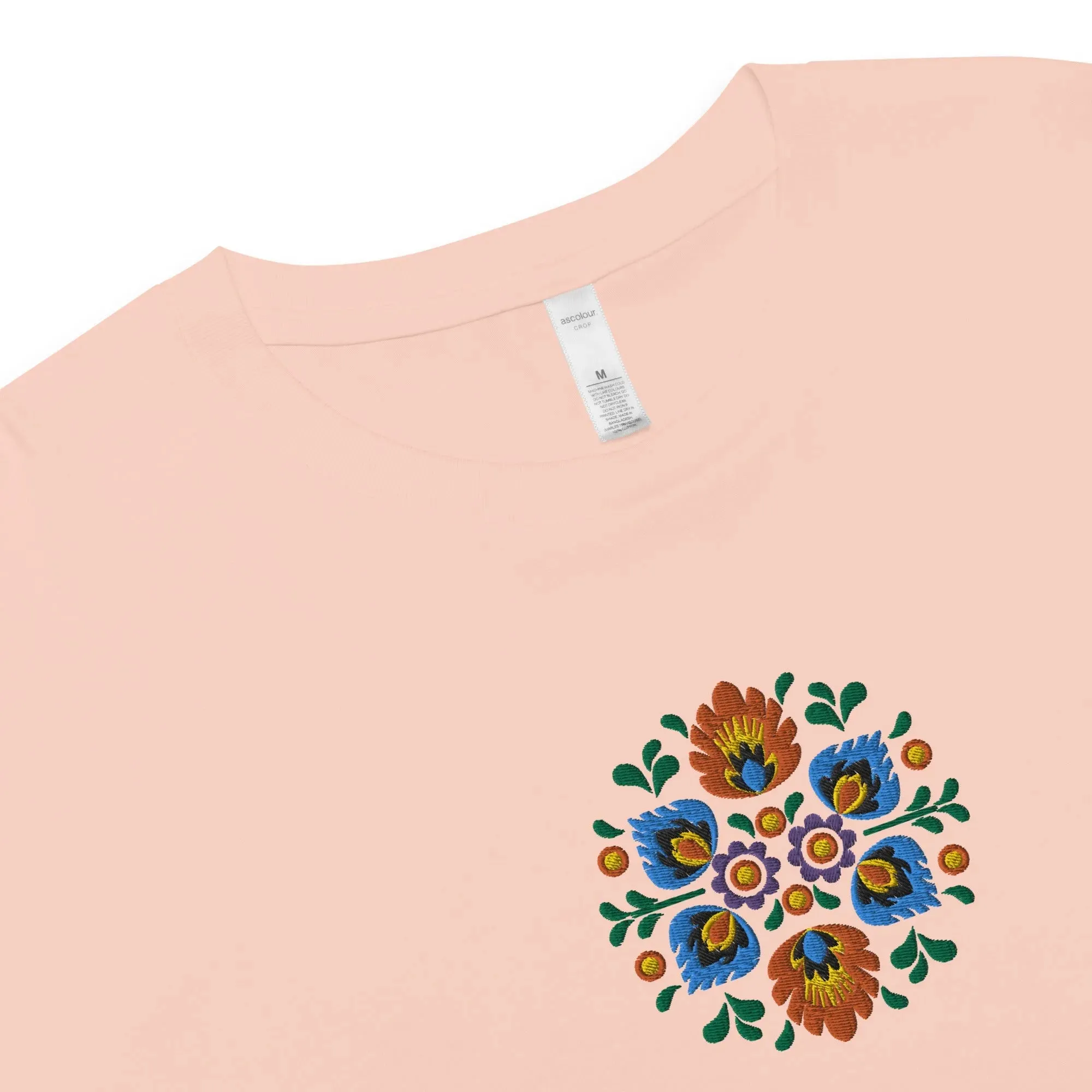Polish Wycinanki Embroidered Cropped T-Shirt