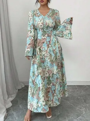 Printed Bell-Sleeve Dress
