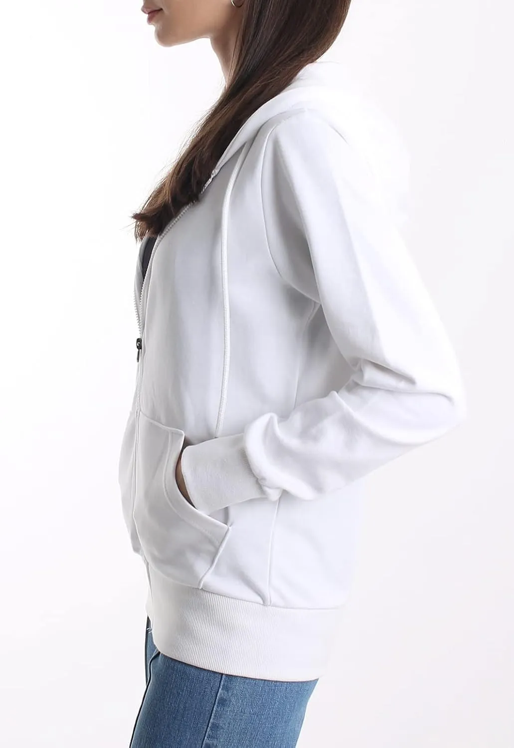 Regular Fit Women's Casual Full-Zip Hoodie Lightweight Long Sleeve Sweatshirt Casual Jacket with Pocket