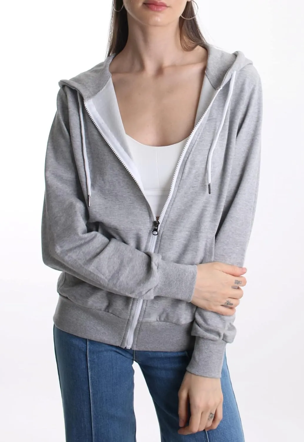 Regular Fit Women's Casual Full-Zip Hoodie Lightweight Long Sleeve Sweatshirt Casual Jacket with Pocket