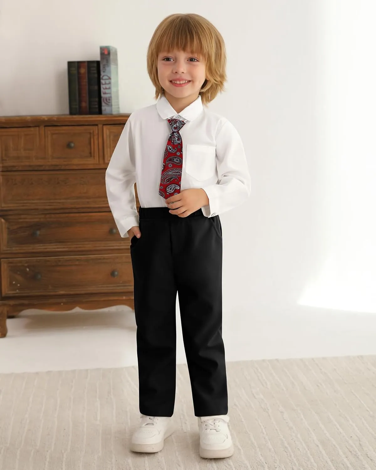 SANMIO Boy Suit Toddler Boys Formal Dress Outfit Shirt Printed Tie Vest Pants Baby Tuxedo Boys Wedding Clothes