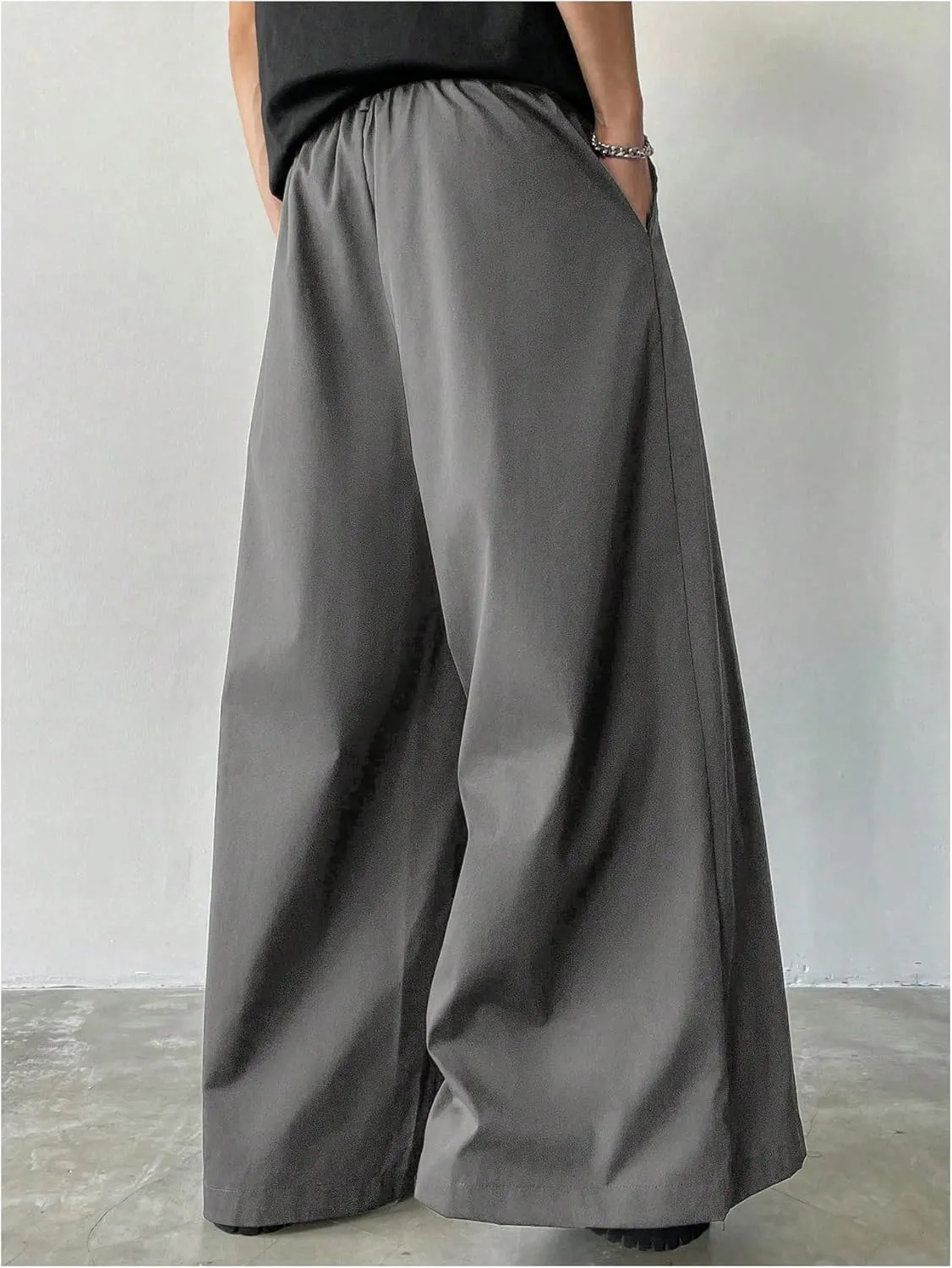 SHENHE Men's Wide Leg Pleated Pants Zipper Fly Baggy Pants Casual Business Dress Pants