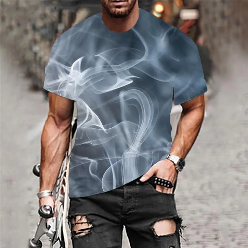 Smoke T shirt Men Abstract T-shirts 3d Psychedelic Funny T shirts Novel Tshirts Casual