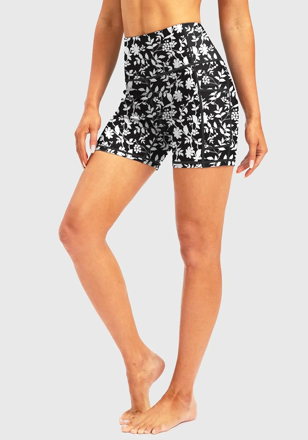 Soothfeel Women's High Waisted Swim Board Shorts 5 Inch UPF 50  Tummy Control Bathing Suit Bottoms for Women with Pockets