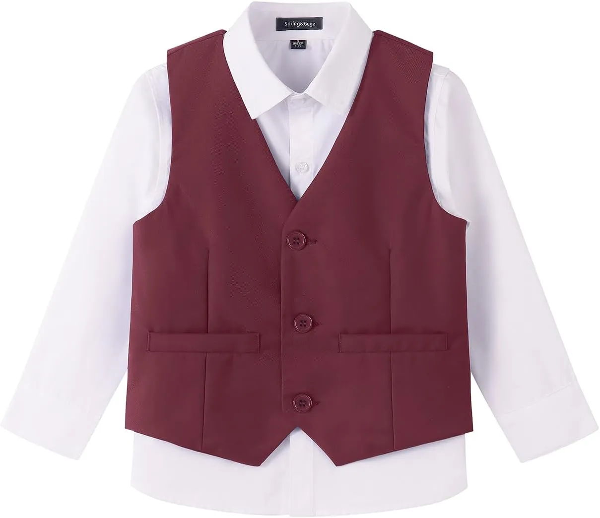 Spring&Gege Boy's Formal Suit Vest Solid Dress Waistcoat Vest with Pockets, Size 4-14 Years