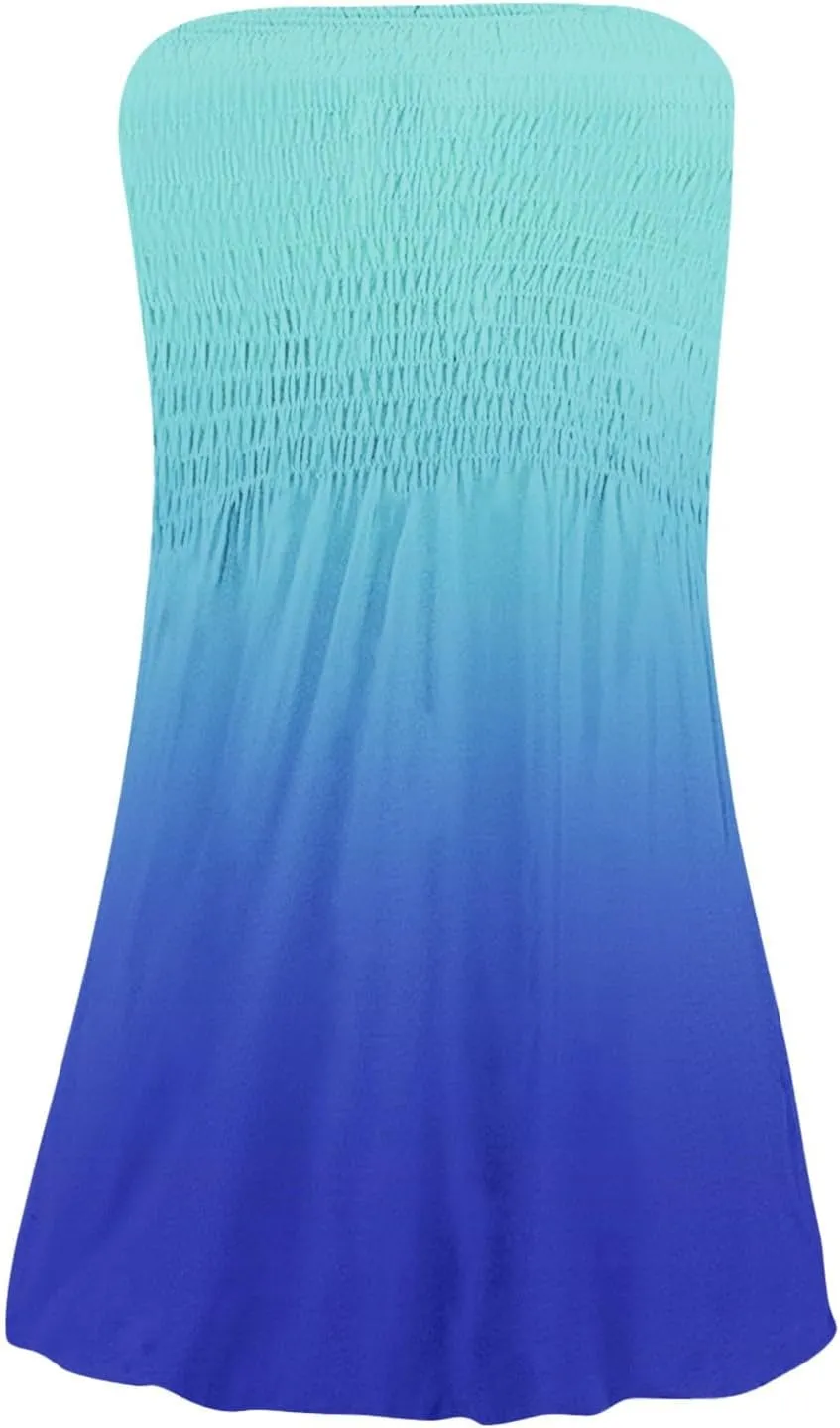 Summer Dresses for Women 2025 Strapless Casual Beach Cover Ups Tube Top Sundress Boho Floral Print Hawaiian Dress