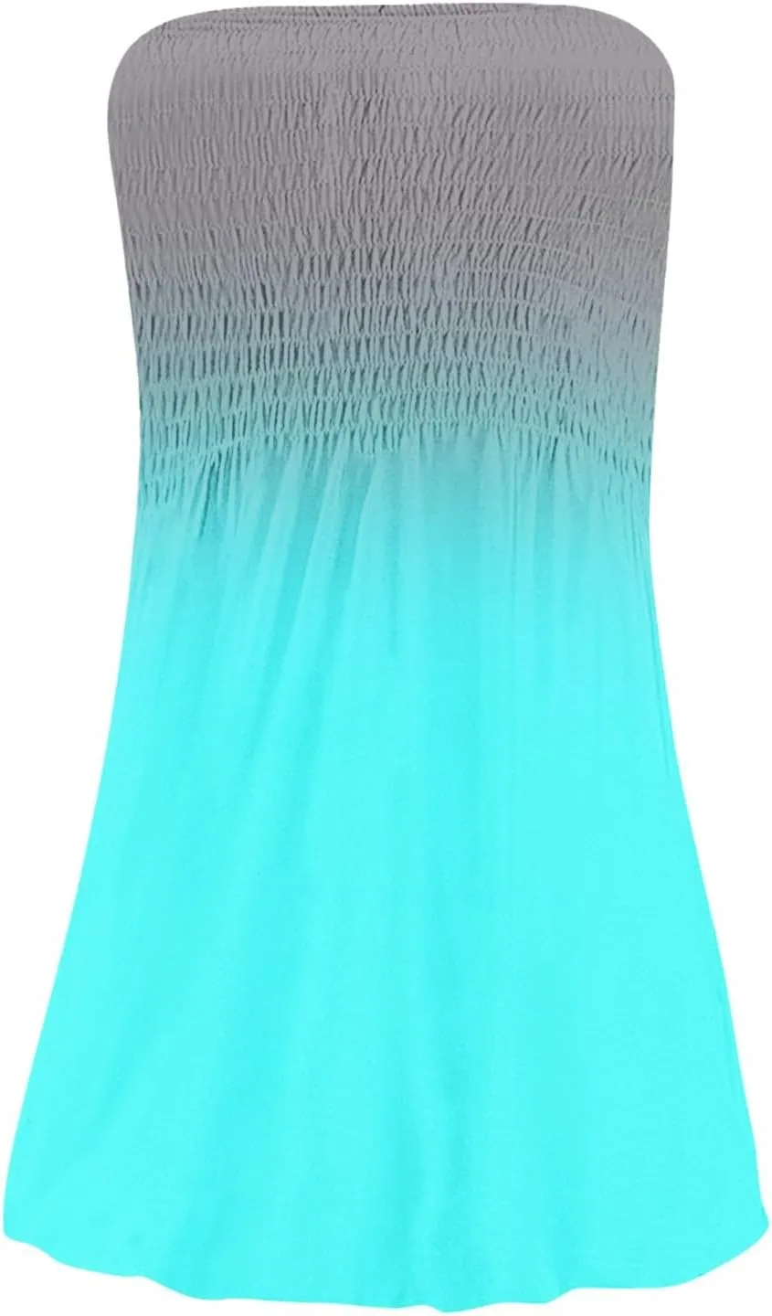 Summer Dresses for Women 2025 Strapless Casual Beach Cover Ups Tube Top Sundress Boho Floral Print Hawaiian Dress
