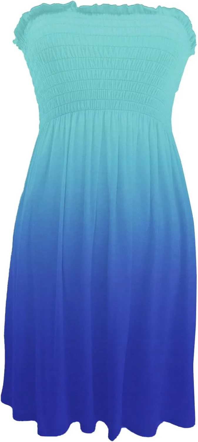 Summer Dresses for Women 2025 Strapless Casual Beach Cover Ups Tube Top Sundress Boho Floral Print Hawaiian Dress