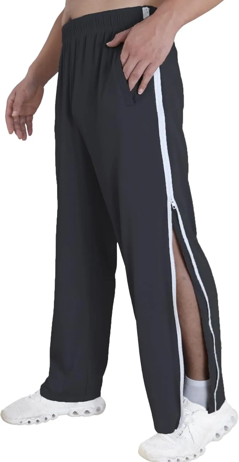 Tear Away Pants for Men Side Zipper Lightweight Pants Zip Leg Sweatpants Breakaway Post Surgery Recovery Zipper Pants