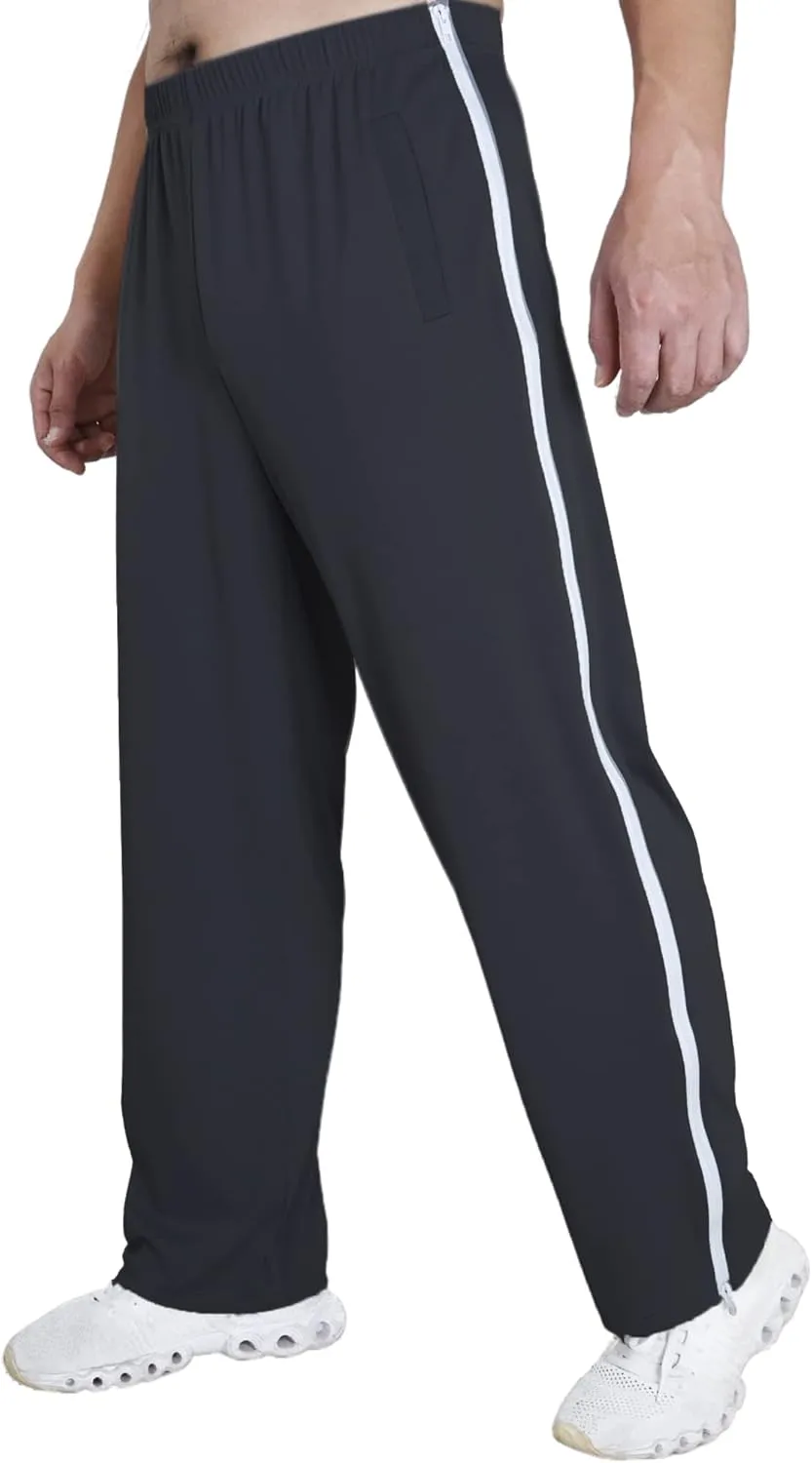 Tear Away Pants for Men Side Zipper Lightweight Pants Zip Leg Sweatpants Breakaway Post Surgery Recovery Zipper Pants