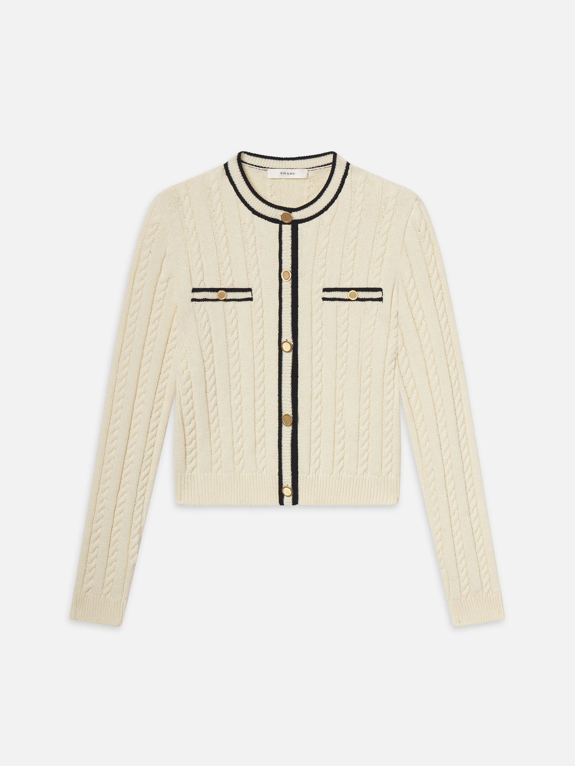 The Trimmed Cardi -- Cream Multi