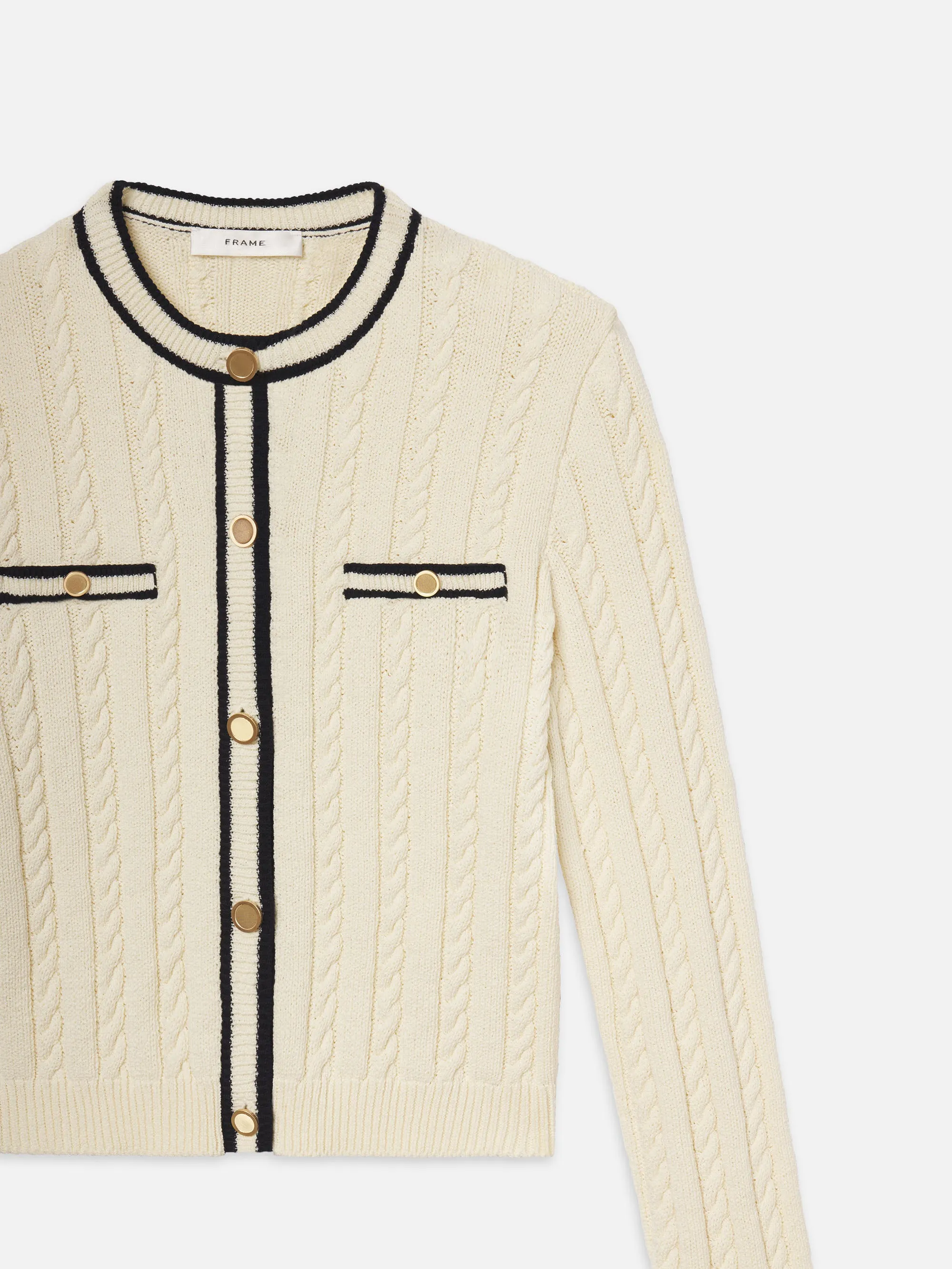 The Trimmed Cardi -- Cream Multi
