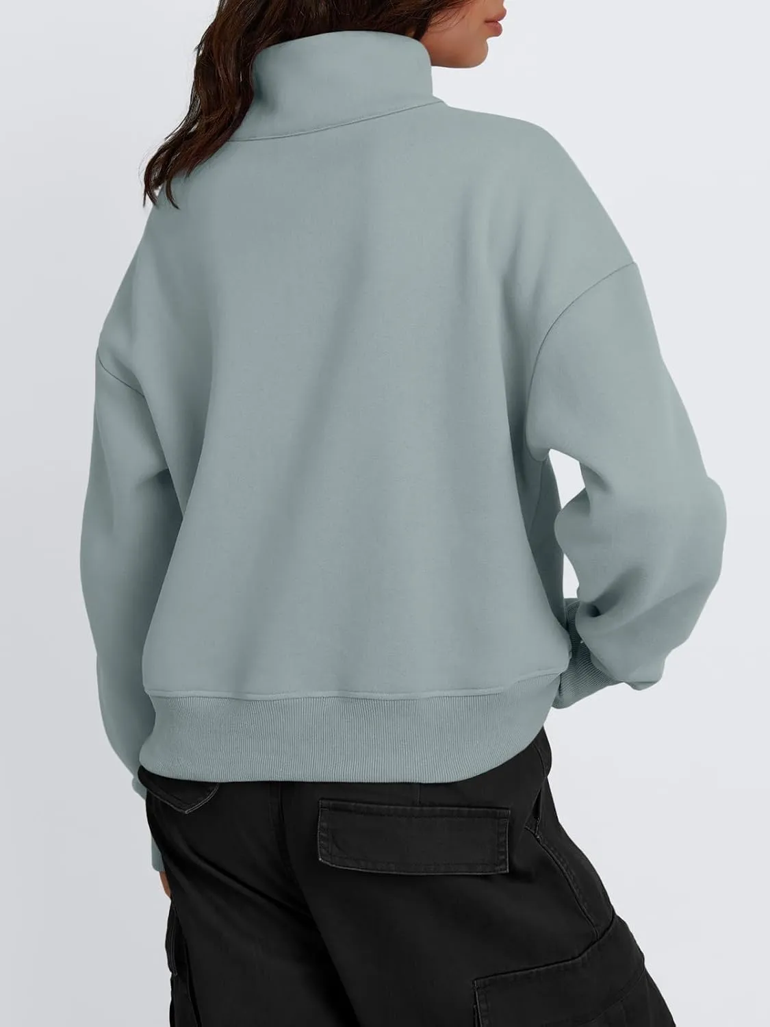 Trendy Queen Womens Sweatshirts Quarter Zip Pullover Oversized Cropped Sweater Fall Winter Hoodies