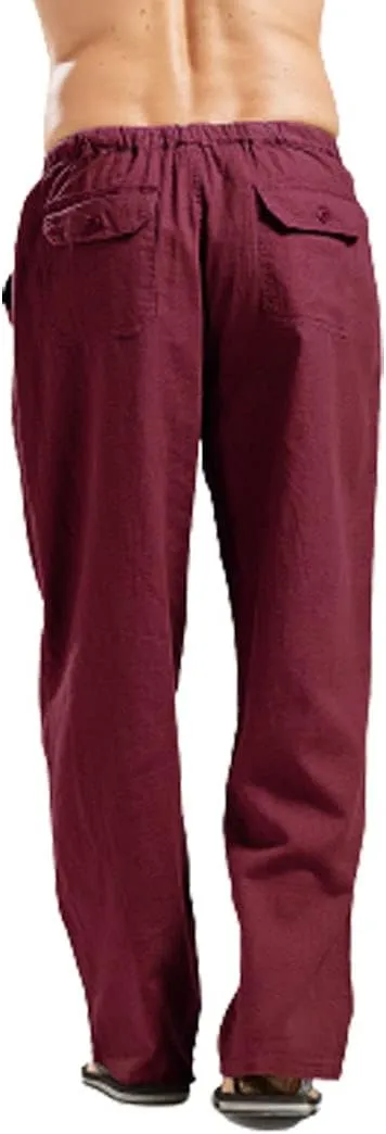 utcoco Qiuse Men's Casual Loose Fit Straight-Legs Stretchy Waist Beach Pants
