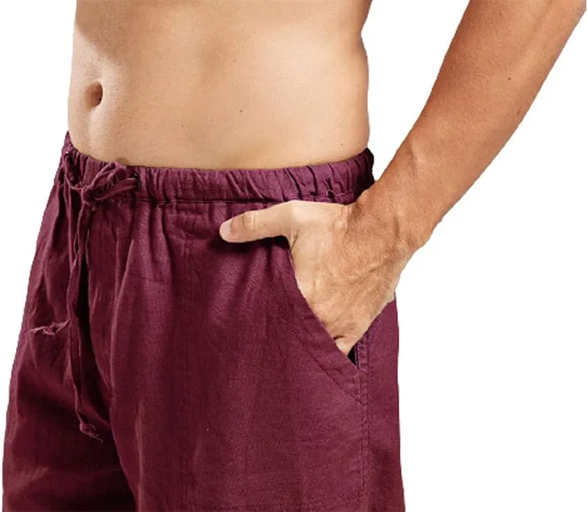 utcoco Qiuse Men's Casual Loose Fit Straight-Legs Stretchy Waist Beach Pants