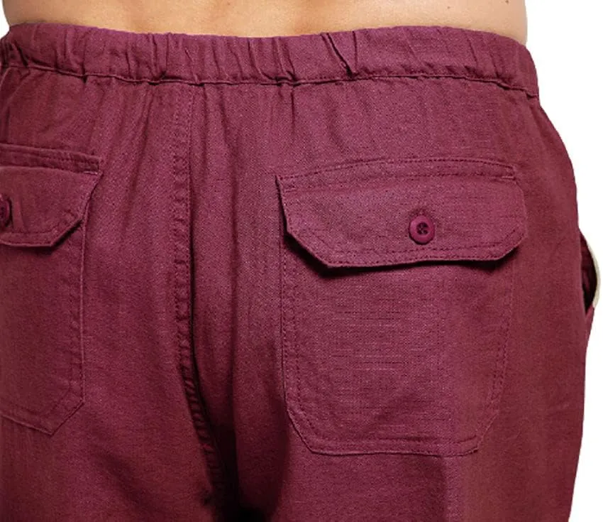 utcoco Qiuse Men's Casual Loose Fit Straight-Legs Stretchy Waist Beach Pants