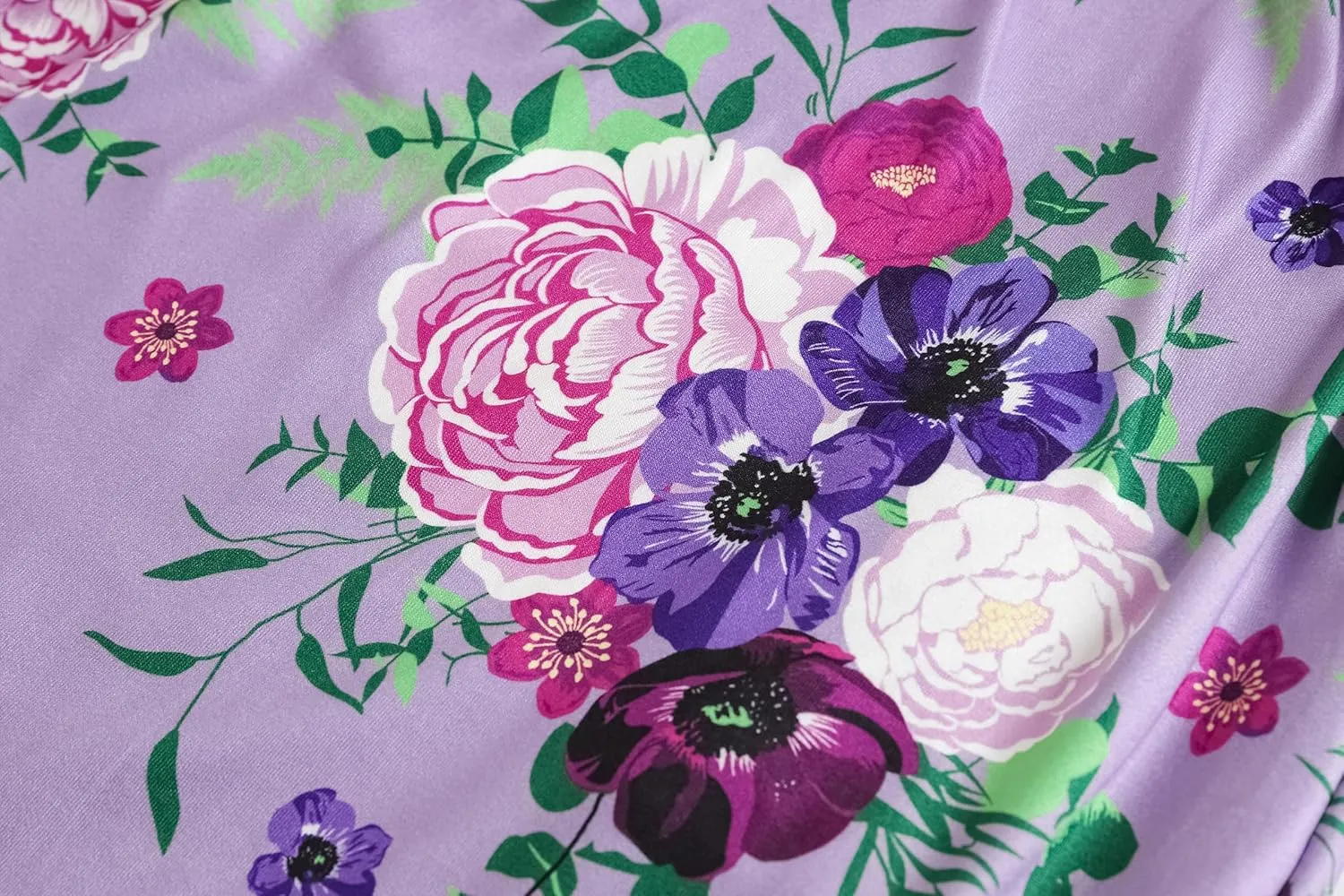 Vozanet Women Plus Size Pajama Sets Sexy V Neck Long Sleeve Long Pants Sleepwear Elegant Floral Pattern Jammies Size XL to 5X