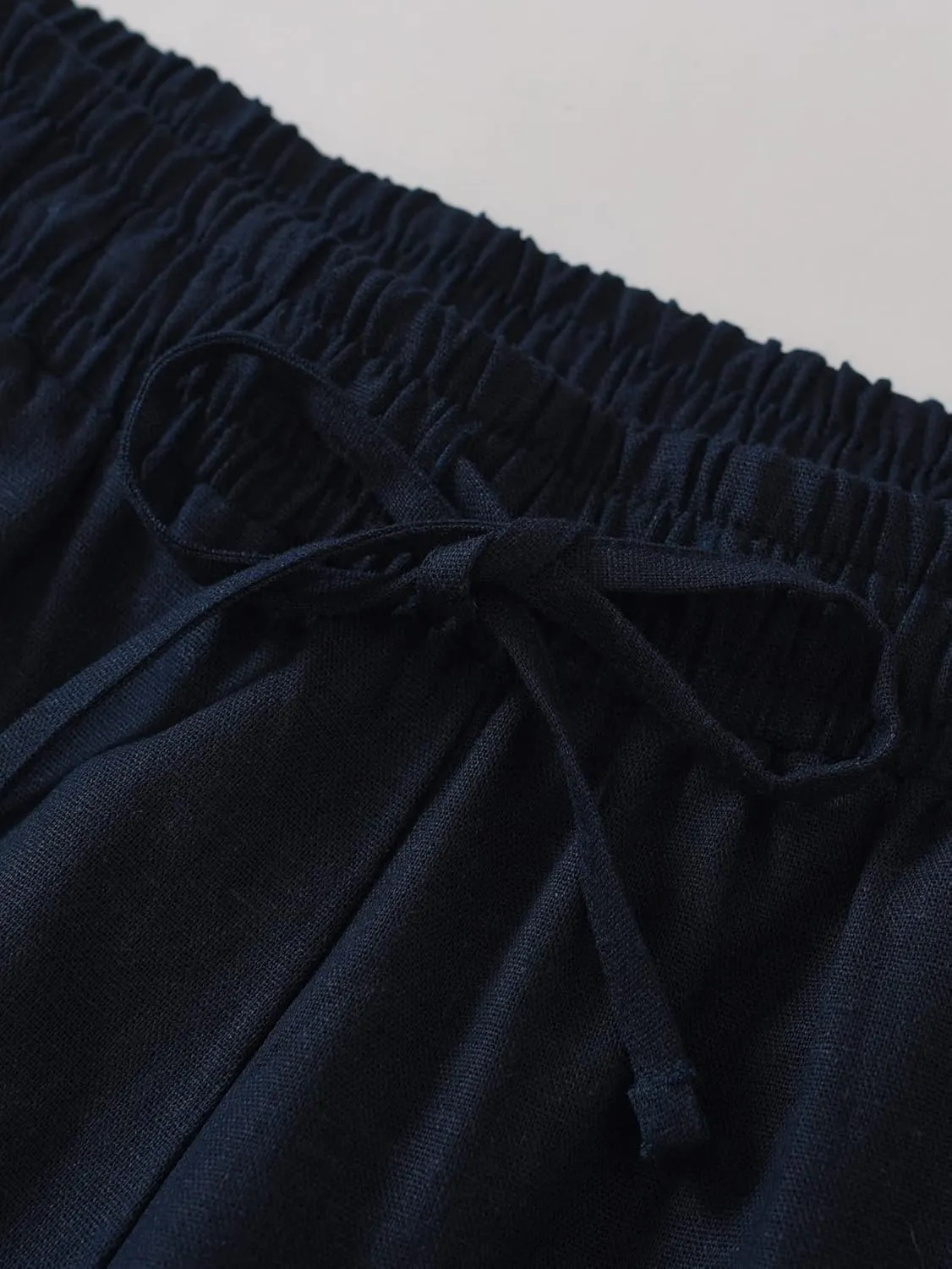 Weintee Women's Linen Capris Wide Leg Cropped Pants with Pockets