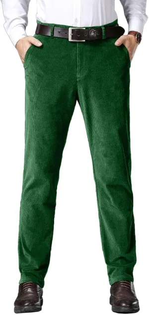 Wemaliyzd Men Casual Corduroy Work Cargo Pants Elastic Waist Suit Trousers