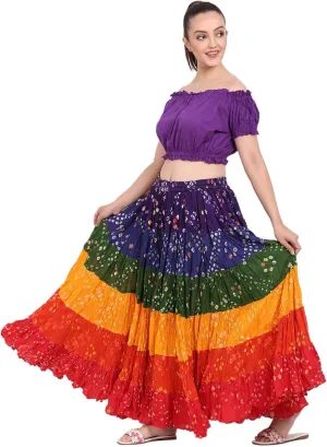 Wevez Womens 25 Yard Polka Dot Pleated Belly Dance Jaipur Leopard Print Skirt