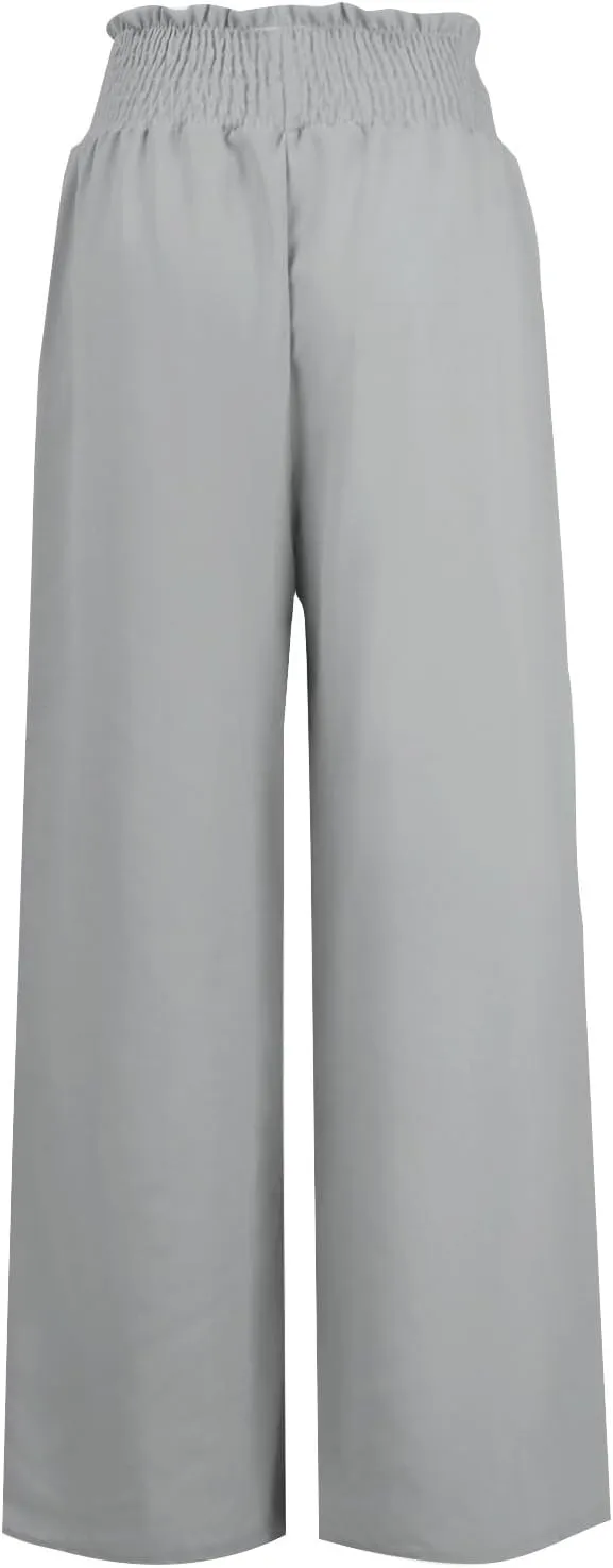 Wide Leg Pants for Women 2025 Summer Fashion Lightweight Cotton Linen Pants High Waisted Casual Trousers with Pockets