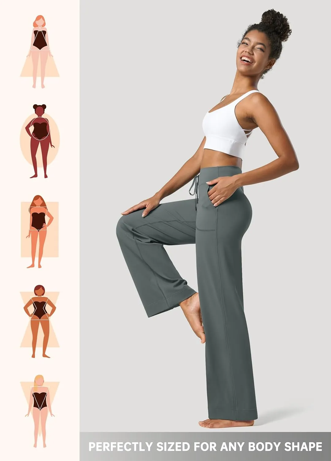 Willit Women's Wide Leg Pants Yoga Pants with Pockets High Waist Stretch Casual Lounge Comfy Pants 29" 31"