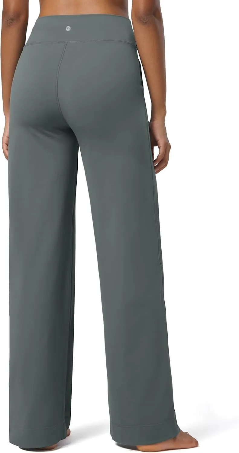 Willit Women's Wide Leg Pants Yoga Pants with Pockets High Waist Stretch Casual Lounge Comfy Pants 29" 31"