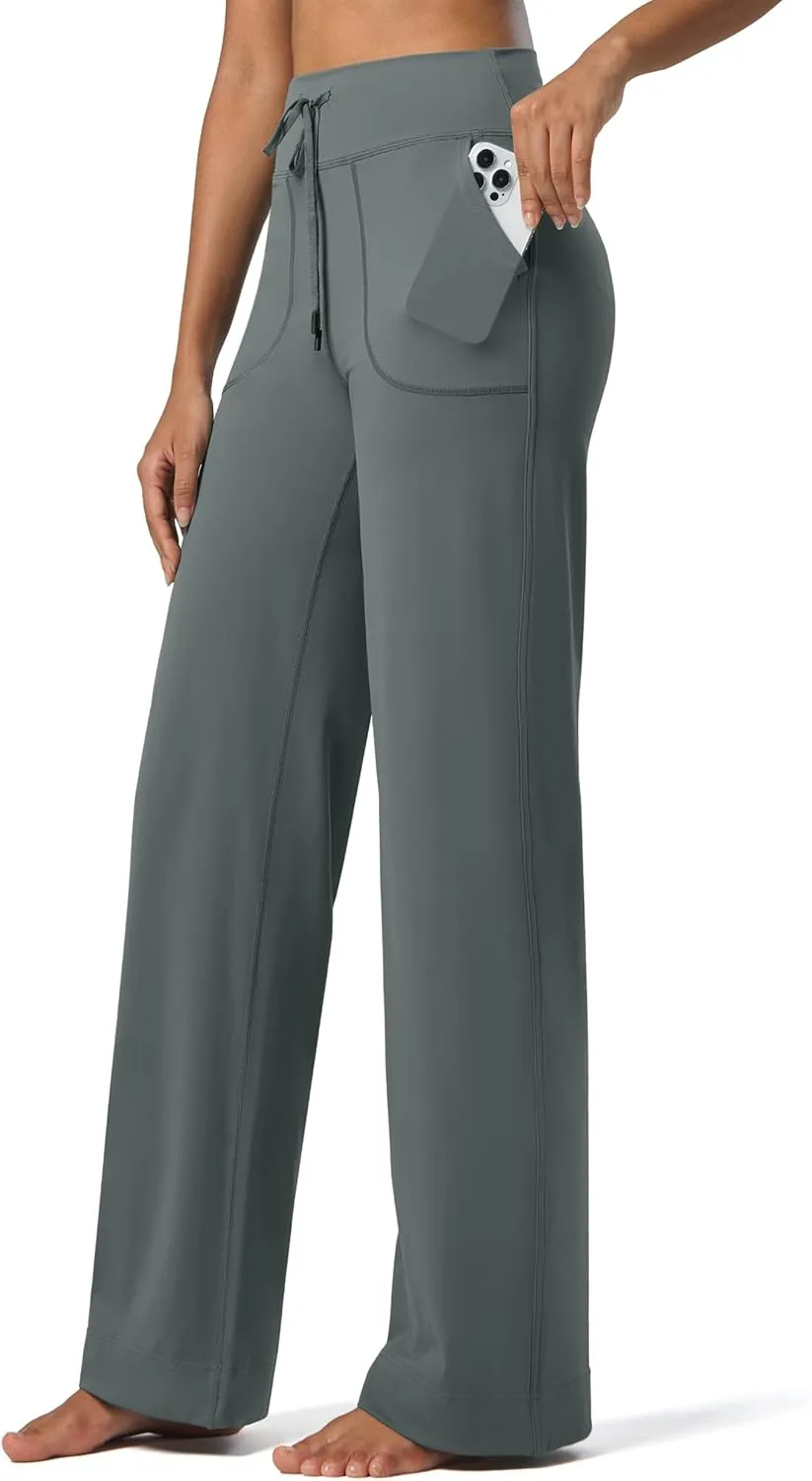 Willit Women's Wide Leg Pants Yoga Pants with Pockets High Waist Stretch Casual Lounge Comfy Pants 29" 31"
