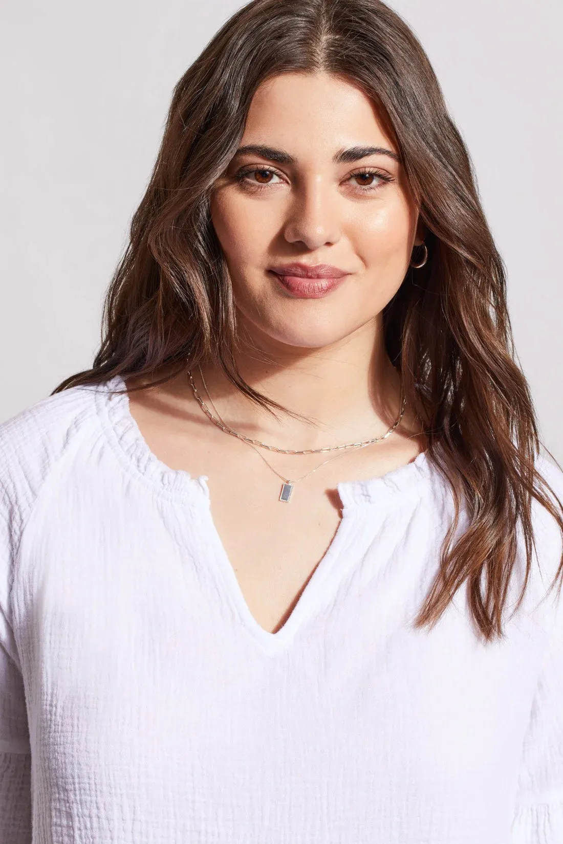 Winslet White Cotton Gauze Raglan Sleeve Top - TRIBAL 5349O-4555-0001