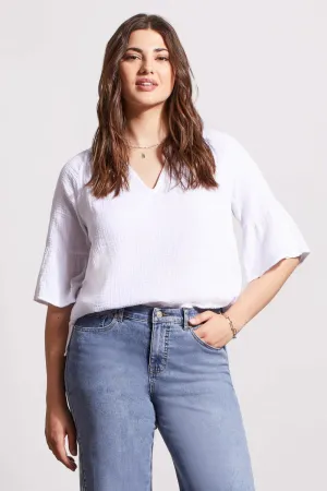 Winslet White Cotton Gauze Raglan Sleeve Top - TRIBAL 5349O-4555-0001