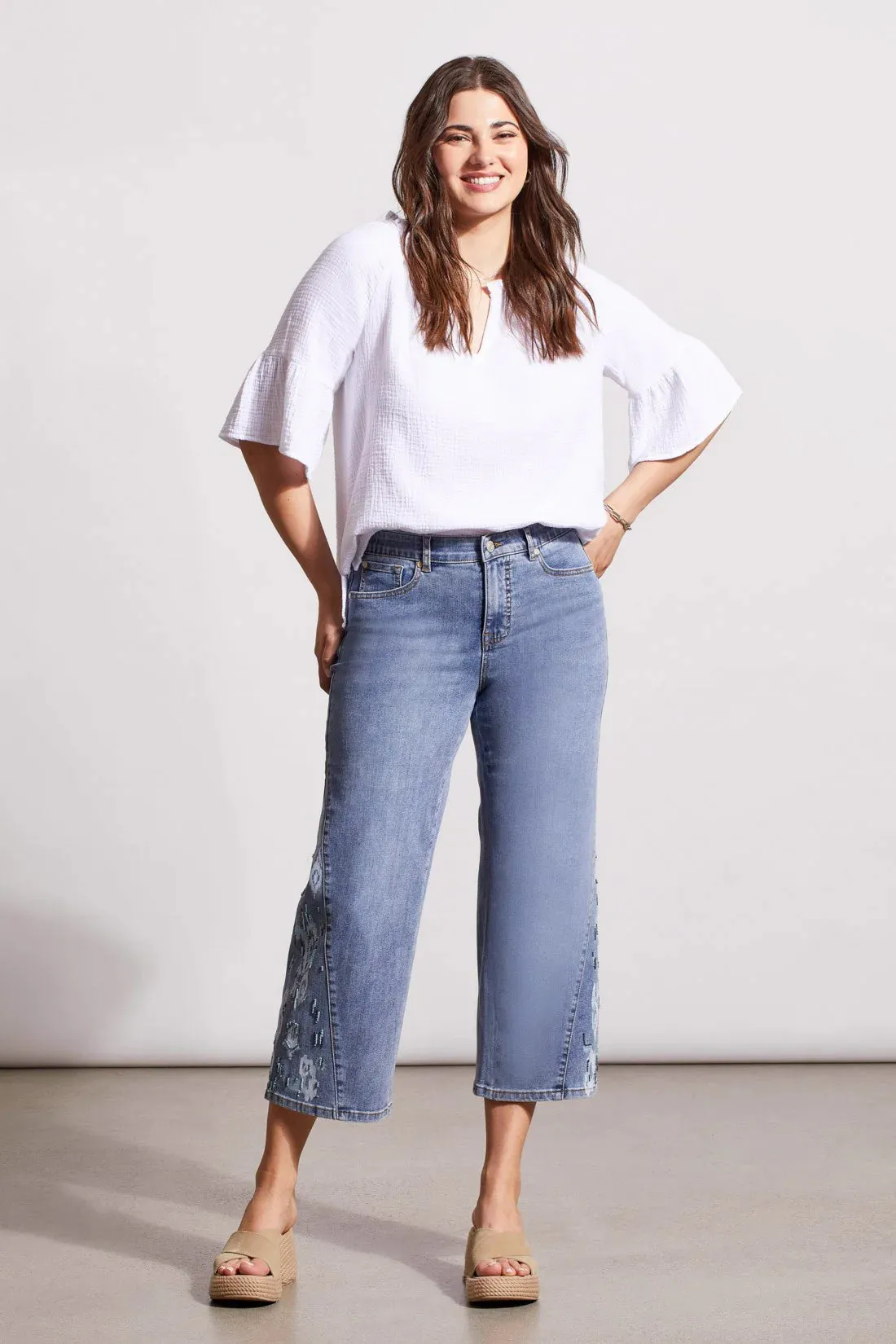 Winslet White Cotton Gauze Raglan Sleeve Top - TRIBAL 5349O-4555-0001