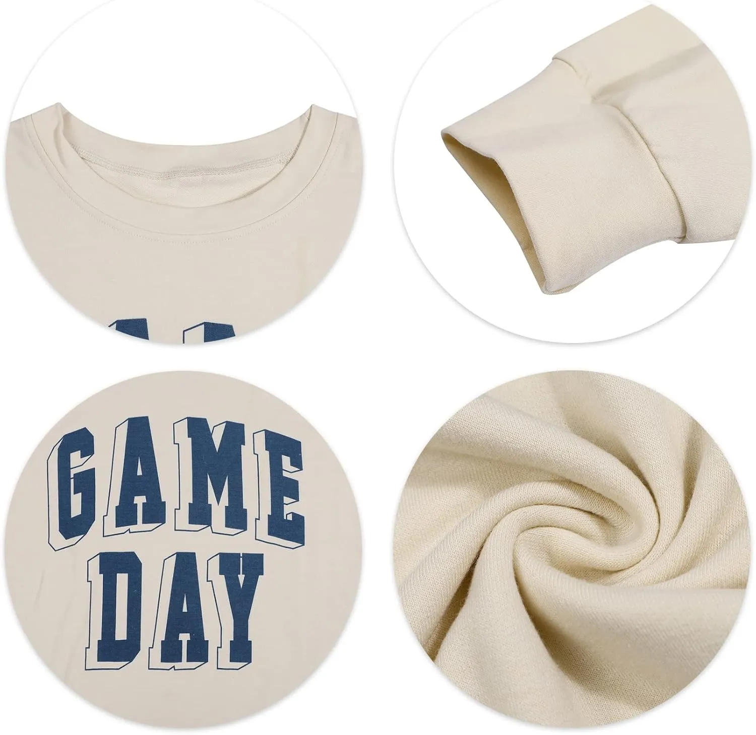 Women Game Day Sweatshirt Football Fan Game Day Shirt Letter Print Long Sleeve Casual Top