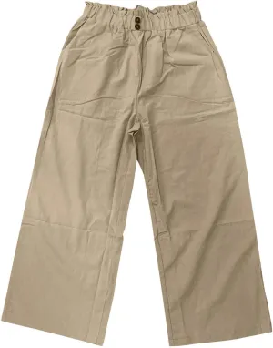 Women Linen Summer Loose Pants High Waist Stretchy Straight Loose Fit Trousers Business Work