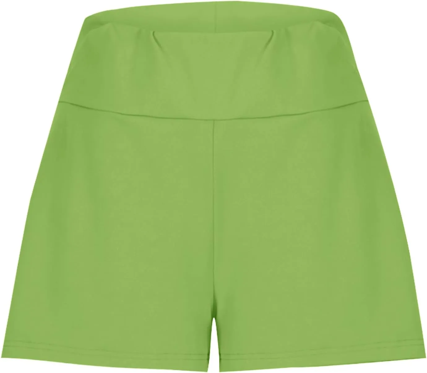 Women's 2 in 1 Lined Trendy Short Solid Color High Waisted Pant Loose Fit Stretch Trouser Elastic Comfy Shorts