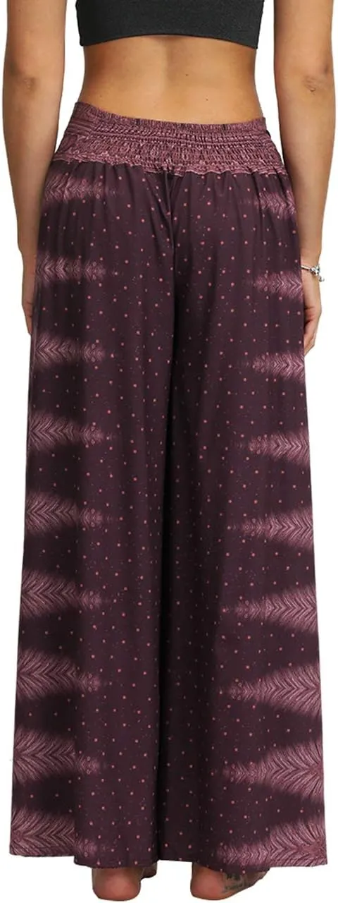 Women's Bohemian Yoga Pant Palazzo Slit Wide Leg High Waist Hippie Trousers Flowy Pants