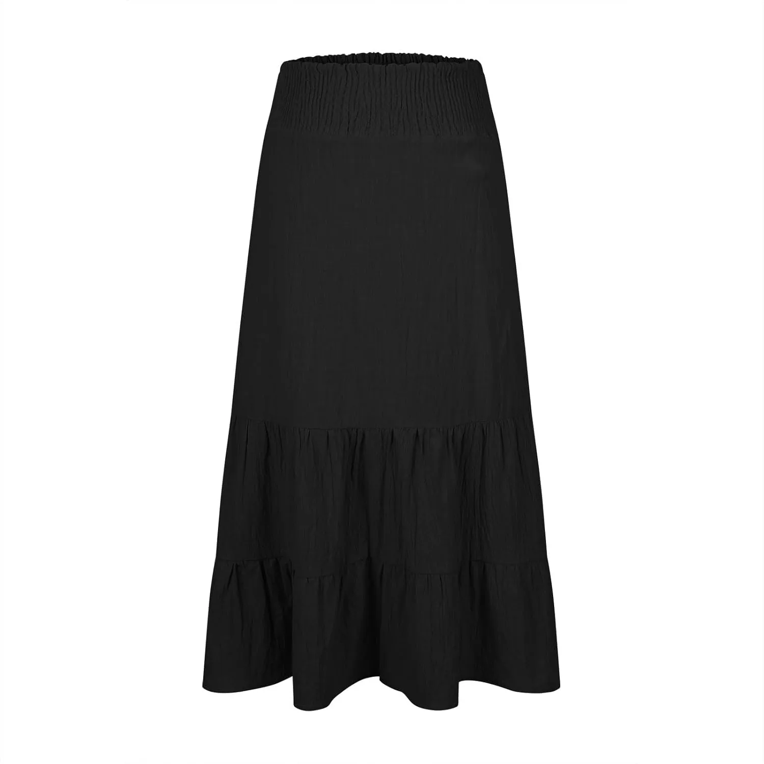 Women's Casual Boho Ankle Length Skirt Flowy High Waisted Tiered Ruched Maxi Skirts 2025 Trendy Summer Beach Dress