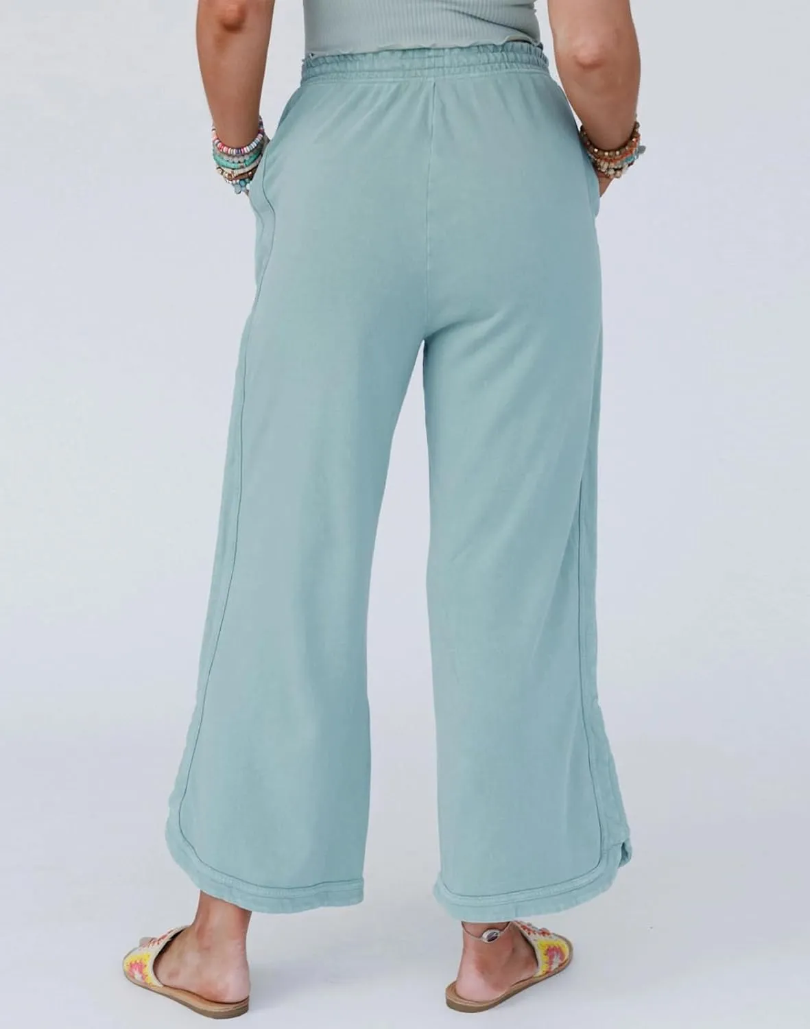 Womens Casual Wide Leg Sweatpants High Waisted Drawstring Palazzo Pants Summer Loose Lounge Pants with Pockets