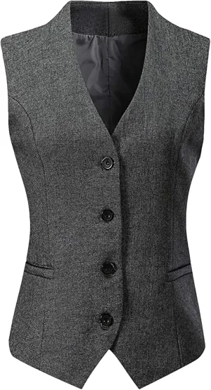 Women's Formal 4 Button V-Neck Business Dress Suit Vest Waistcoat Women's Vest