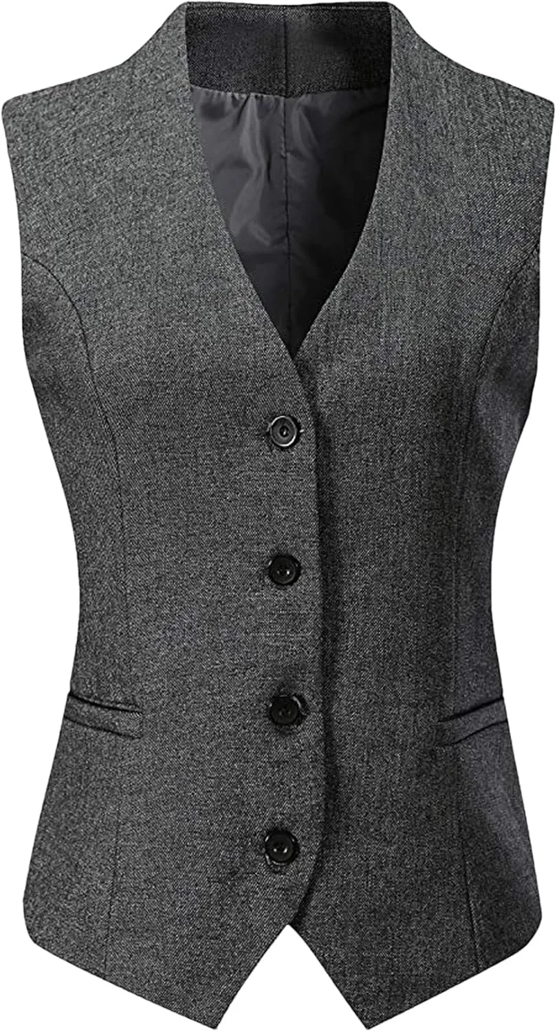 Women's Formal 4 Button V-Neck Business Dress Suit Vest Waistcoat Women's Vest