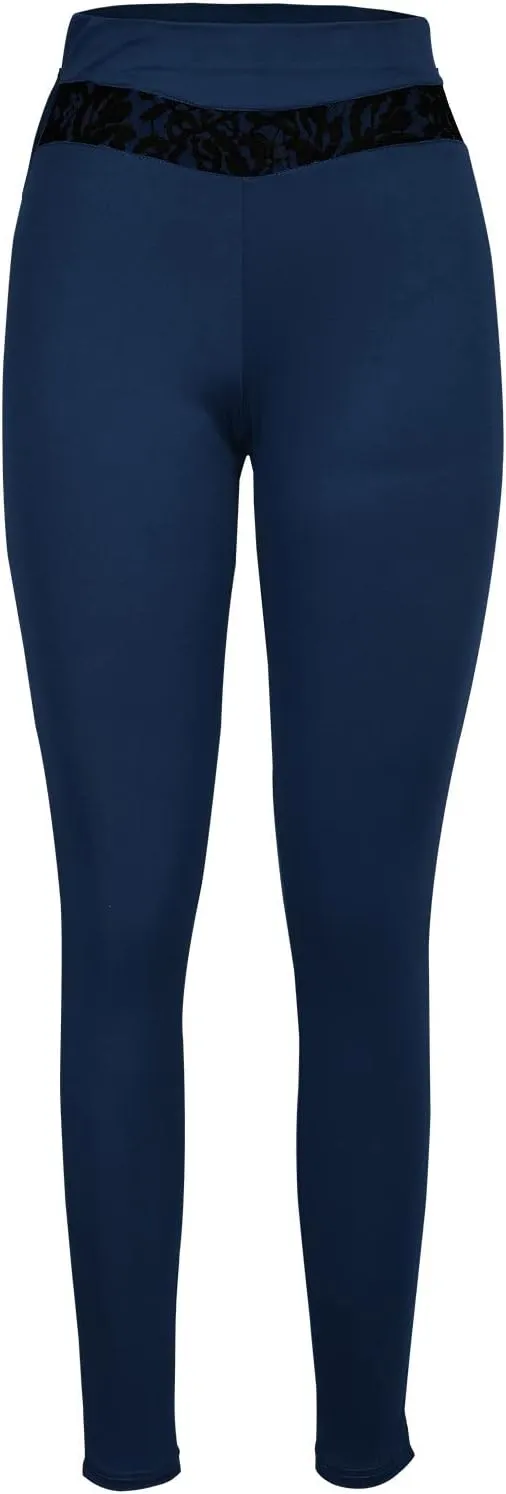 Womens High Waisted Leggings Casual Sexy Comfy Side Lace Mesh Sheer Tummy Control Stretchy Fitness Yoga Tights Pants