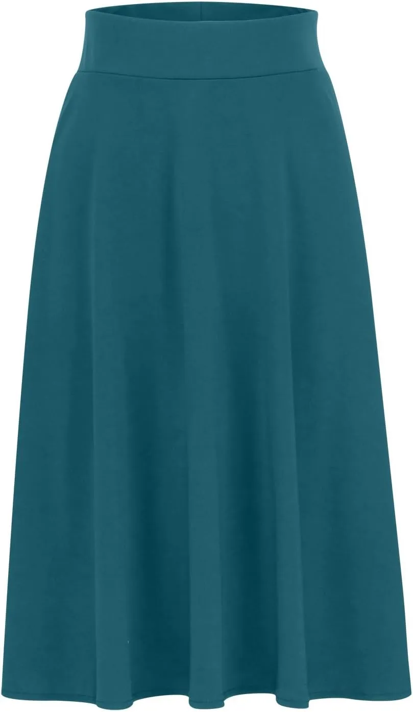 Women's Lightweight A Line Business Skirts High Waisted Comfy Flared Knee Length Skirt Stretch Work Dress