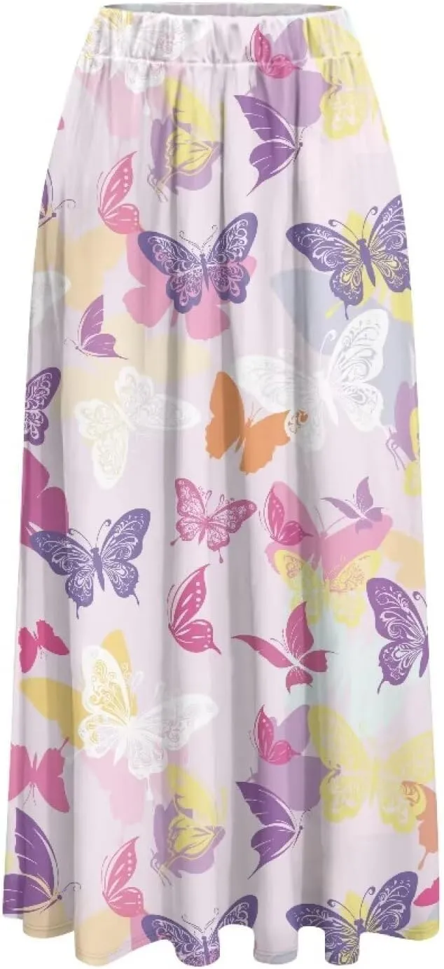 Womens Maxi Skirt Casual Pleated High Waisted Long Skirts with Pockets Flowy Swing Skirt Size S-XXL