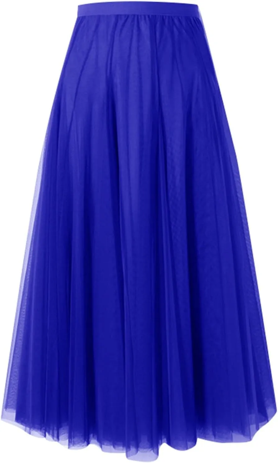 Women's Midi Skirt Elastic High Waist Pleated Skirt Trendy Fashion Mesh Skirts Knee Length Swing A-Line Flowy Skirts