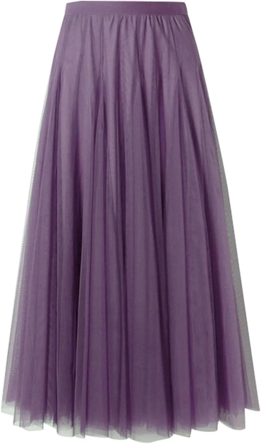 Women's Midi Skirt Elastic High Waist Pleated Skirt Trendy Fashion Mesh Skirts Knee Length Swing A-Line Flowy Skirts