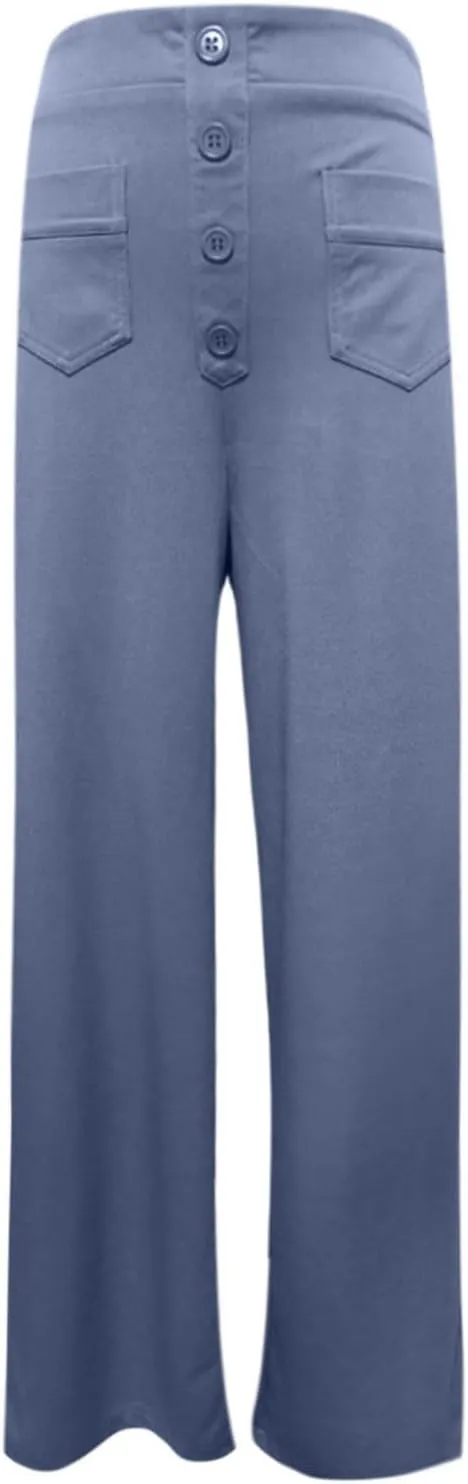 Women's Spring 2025 Dress Pants High Waist Straight Leg Pants Button Down Bottoms Work Pants Trousers with Pockets